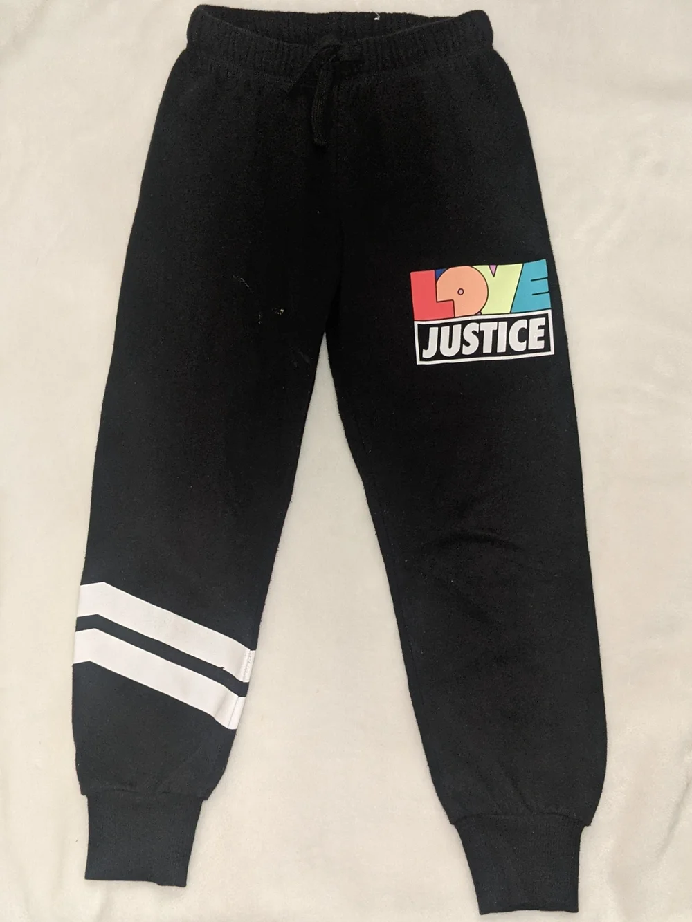 Girls Black & White Striped Heart Tee & Sweat Pants